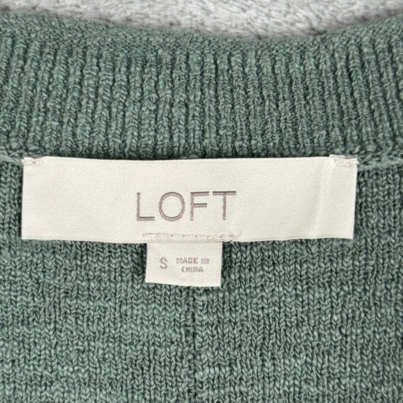LOFT Sweater Womens Green V Neck 3/4 Sleeve Breathable Knit Top Size Small - Picture 5 of 9
